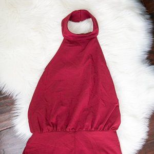 Lulu's Backless Jumpsuit in Wine